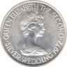  Джерси. 2 фунта 1972 год. 25 лет свадьбе Королевы Елизаветы II и Принца Филиппа. 