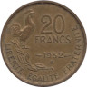  Франция. 20 франков 1952 год. Галльский петух. (B) 