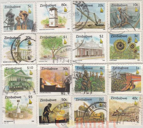  Набор марок. Зимбабве. Экономика и исторические места. 16 марок. 