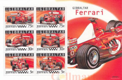 Почтовый блок. Гибралтар. Чемпионы Ferrari.