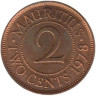  Маврикий. 2 центов 1978 год. Королева Елизавета II. 