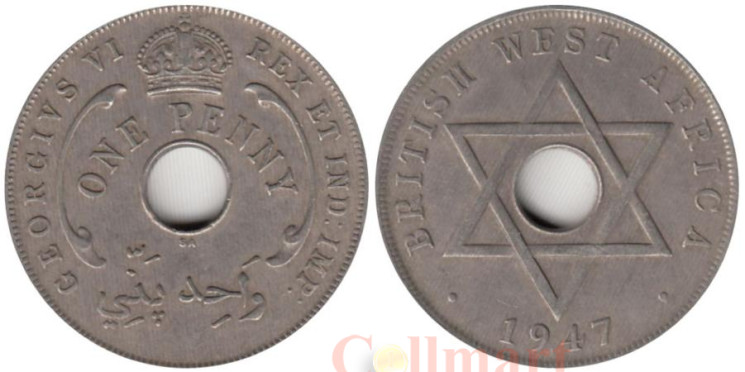  Британская Западная Африка. 1 пенни 1947 год. (SA) 