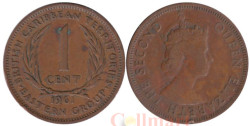 Восточные Карибы. 1 цент 1961 год. Королева Елизавета II.