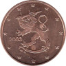 Финляндия. 1 евроцент 2003 год. Геральдический лев. 