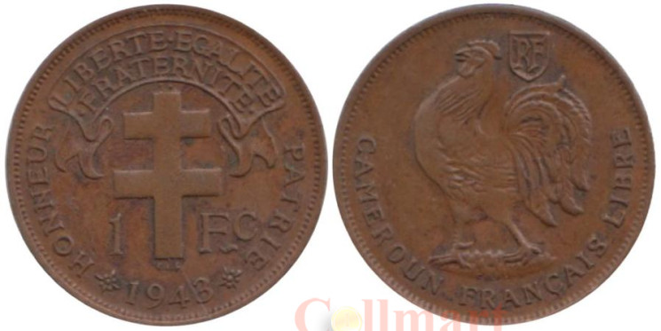  Камерун. 1 франк 1943 год. Петух. 