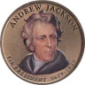  США. 1 доллар 2008 год. 7-й президент Эндрю Джексон (1829-1837). цветное покрытие. 