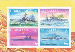 Почтовый блок. Гибралтар. Военные корабли Второй мировой войны (5-я серия).
