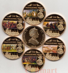 Остров Святой Елены. Набор монет 2013 год. Наполеоновские войны - Сухопутные сражения. (6 штук)