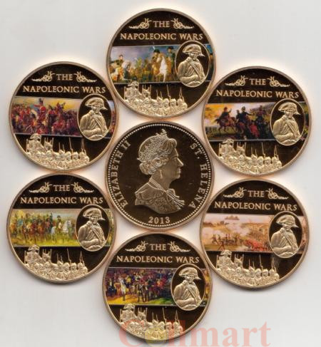  Остров Святой Елены. Набор монет 2013 год. Наполеоновские войны - Сухопутные сражения. (6 штук) 