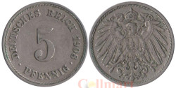 Германская империя. 5 пфеннигов 1908 год. (F)