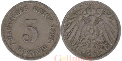 Германская империя. 5 пфеннигов 1901 год. (E)