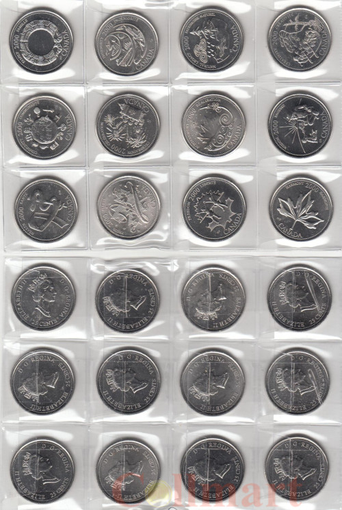  Канада. Набор монет 25 центов 2000 год. Миллениум. (12 штук) 