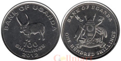 Уганда. 100 шиллингов 2012 год. Африканский бык.