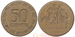 Литва. 50 центов 1999 год. Герб Литвы - Витис.