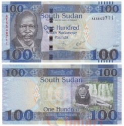 Бона. Южный Судан 100 фунтов 2017 год. Лев. (Пресс)