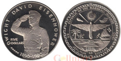 Маршалловы Острова. 5 долларов 1990 год. 100 лет со дня рождения Дуайта Дэвида Эйзенхауэра.