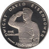  Маршалловы Острова. 5 долларов 1990 год. 100 лет со дня рождения Дуайта Дэвида Эйзенхауэра. 