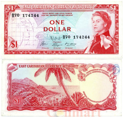 Бона. Восточно-карибские государства 1 доллар 1965 год. Елизавета II. (Р-13f-1) (XF)