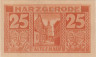  Бона. Германия. Харцгероде 25 пфеннигов 1921 год. Старые дома. Нотгельд оранжевый. (XF) 