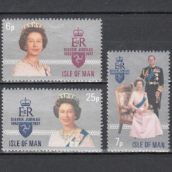 Набор марок. Остров Мэн 1977 год. Серебряный юбилей правления королевы Елизаветы II. (3 марки)