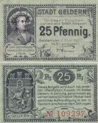 Бона. Германия. Гельдерн 25 пфеннигов 1920 год. Нотгельд. (VF)