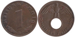 Германия - Третий рейх. 1 рейхспфенниг 1939 год. (B)