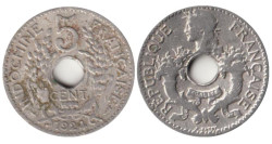 Французский Индокитай. 5 сантимов 1924 год.