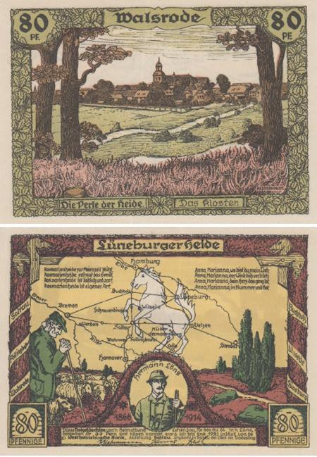  Бона. Германия. Зольтау 80 пфеннигов 1921 год. Вальсроде. Нотгельд. (XF) 