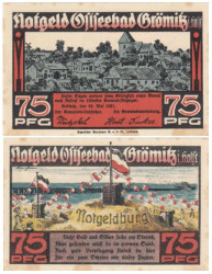 Бона. Германия. Грёмиц 75 пфеннигов 1921 год. Нотгельд. (VF)