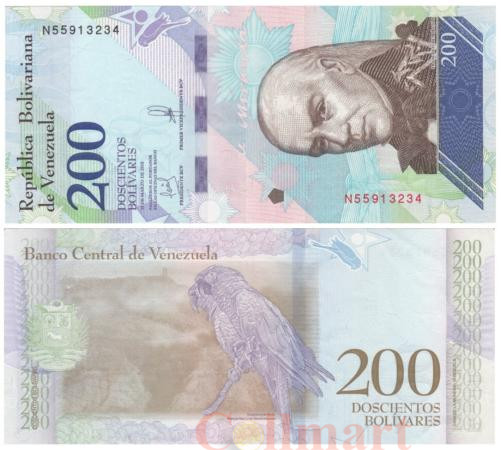  Бона. Венесуэла 200 боливаров 2018 год. Франсиско Миранда. (VF) 