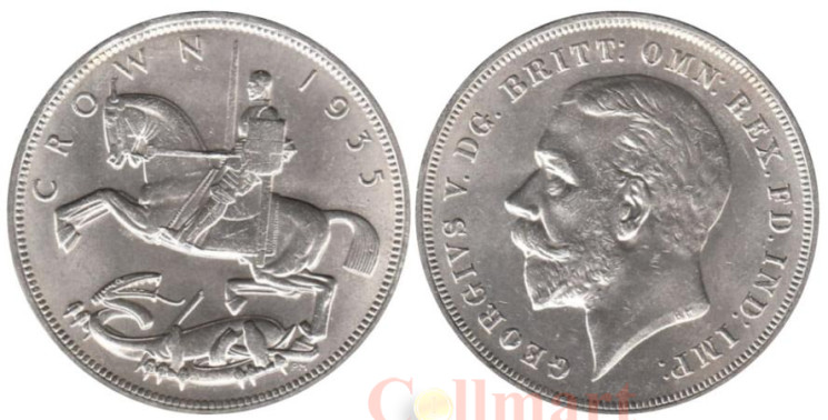  Великобритания. 1 крона 1935 год. 25 лет правления Короля Георга V. 