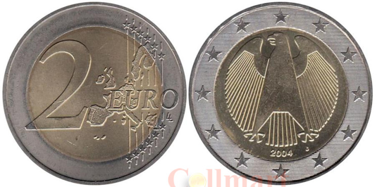  Германия. 2 евро 2004 год. Федеральный орёл. (J) 