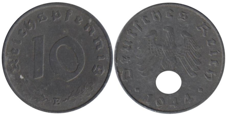 Германия - Третий рейх. 10 рейхспфеннигов 1944 год. (E) 