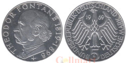 Германия (ФРГ). 5 марок 1969 год. 150 лет со дня рождения Теодора Фонтане. (G)