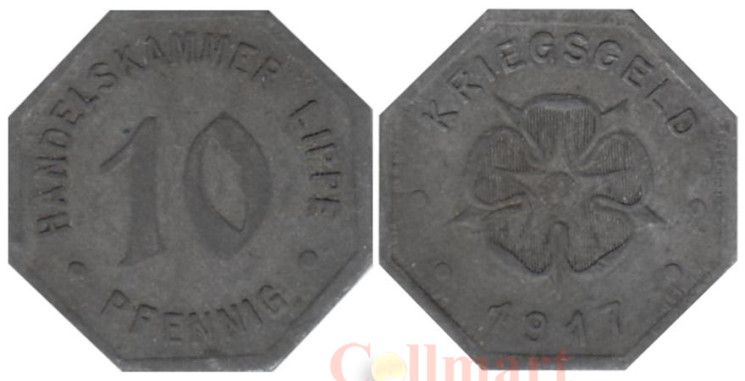  Германия. Липпе. 10 пфеннигов 1917 год. Нотгельд. 