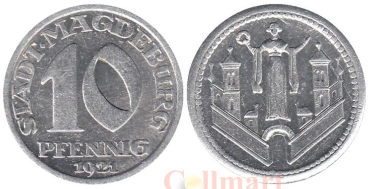  Германия. Магдебург. 10 пфеннигов 1921 год. Нотгельд. 