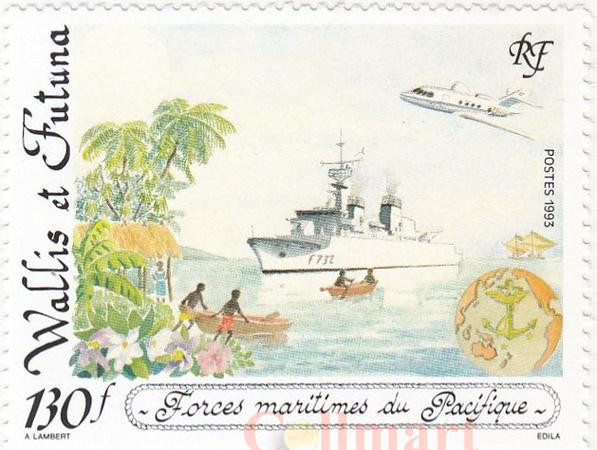  Марка. Уоллис и Футуна. Военно-морские силы в Тихом океане. 