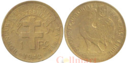 Французская Экваториальная Африка. 1 франк 1942 год. Галльский петух.