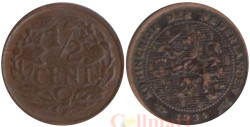 Нидерланды. 1/2 цента 1934 год. Герб.