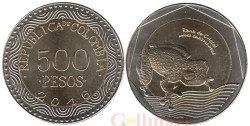 Колумбия. 500 песо 2016 год. Стеклянная лягушка.