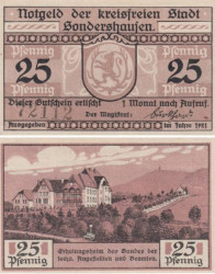 Бона. Германия. Зондерсхаузен 25 пфеннигов 1921 год. Нотгельд. (XF)