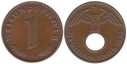 Германия - Третий рейх. 1 рейхспфенниг 1939 год. (A)