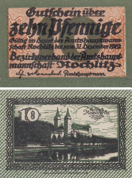  Бона. Германия. Рохлиц 10 пфеннигов 1919 год. Нотгельд. (XF) 