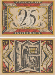 Бона. Германия. Твистринген 25 пфеннигов 1921 год. Нотгельд. (XF)