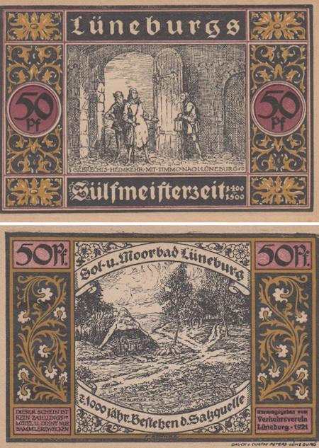  Бона. Германия. Люнебург 50 пфеннигов 1921 год (вариант 3). Нотгельд. (XF) 