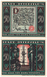 Бона. Германия. Остерфельд 50 пфеннигов 1921 год. Сказание о замке Вондерн. Вар. 6 (рыцари у ворот). Нотгельд. (XF)