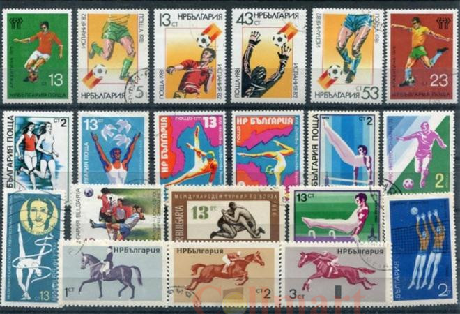  Набор марок. Спорт. Болгария. 20 марок + планшетка 