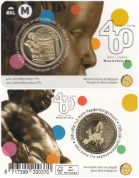 Бельгия. 2,5 евро 2019 год. 400 лет статуе "Писающий мальчик". (в открытке c надписью на французском языке - Belgique)
