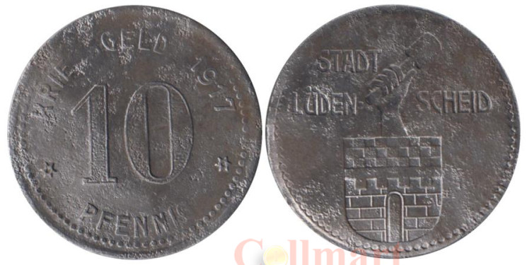  Германия. Люденшайд. 10 пфеннигов 1917 год. Нотгельд. 