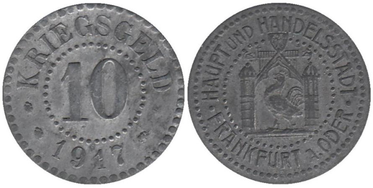  Германия. Франкфурт-на-Одере. 10 пфеннигов 1917 год. Нотгельд. 
